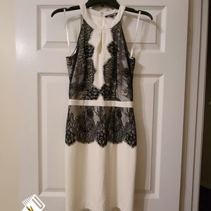 Gianni Bini Ivory With Black Lace Dress